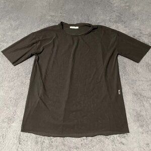 Zara Trafaluc Shirt Mens S Black Sheer Mesh Short Sleeve Raw Hem Top Gothic Rock